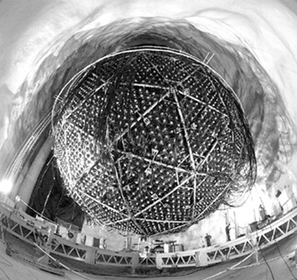 The Sudbury Neutrino Observatory. SNO is able to directly detect fluxes of neutrinos emanating from the sun. Photo by Roy Kaltschmidt